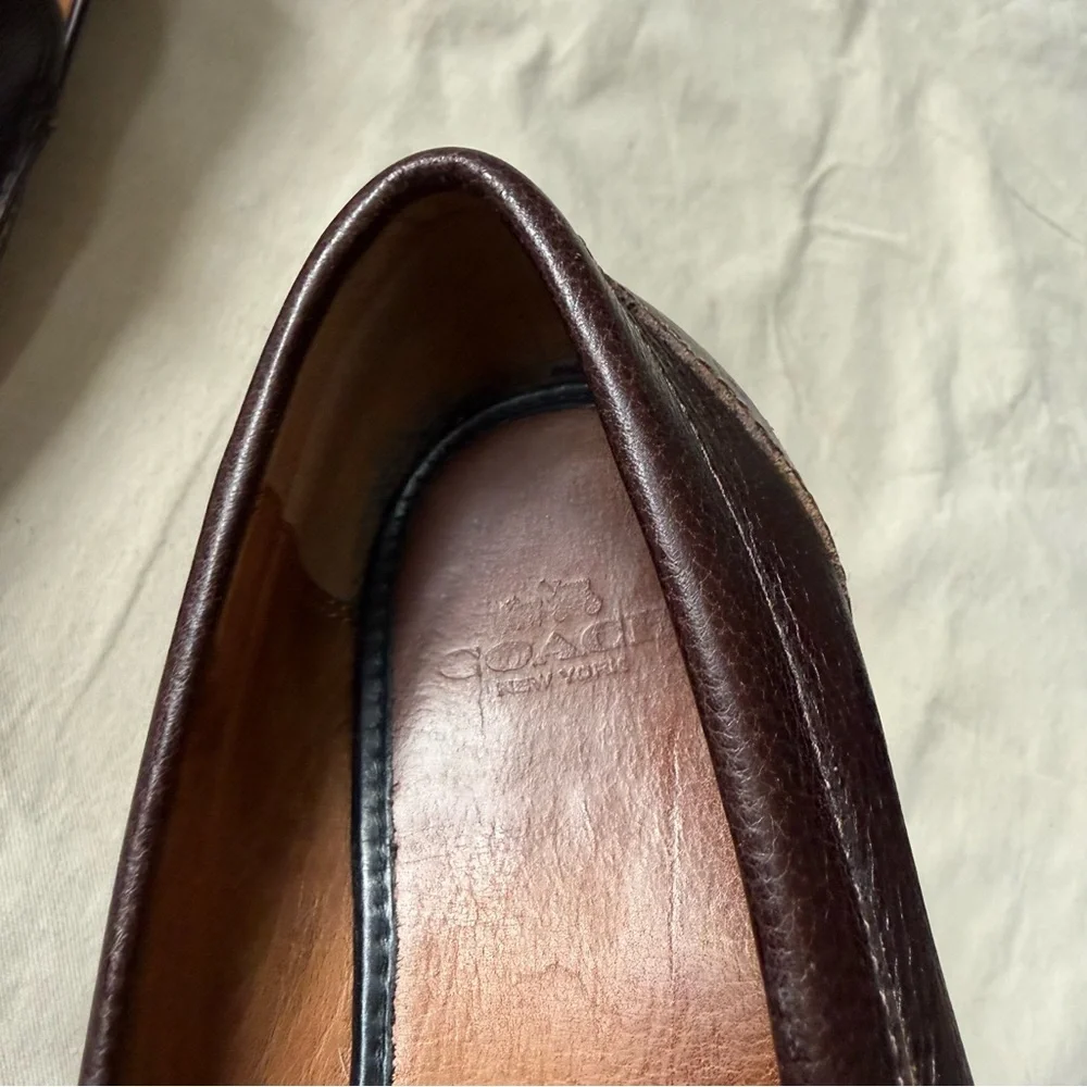 Coach Men's Size 9.5 D Thomas Brown Pebbled Leather Slip On Loafer Minimalist